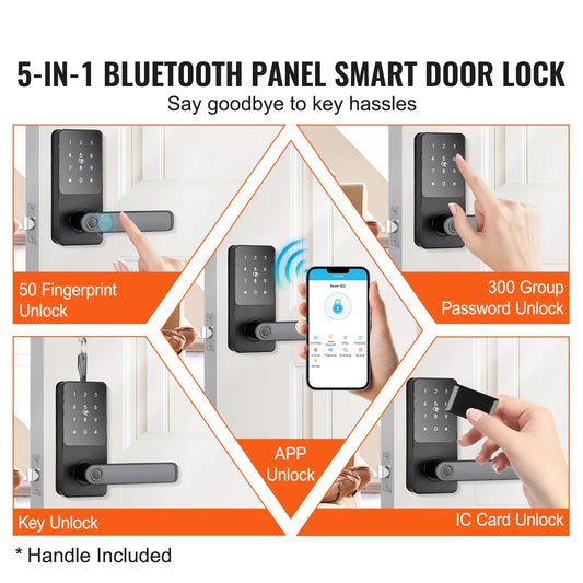 SucceBuy Smart Lock 5 in 1 Smart Door Knob Fingerprint Deadbolt with App Control Bluetooth Smart Lock Keyless Entry Door Lock