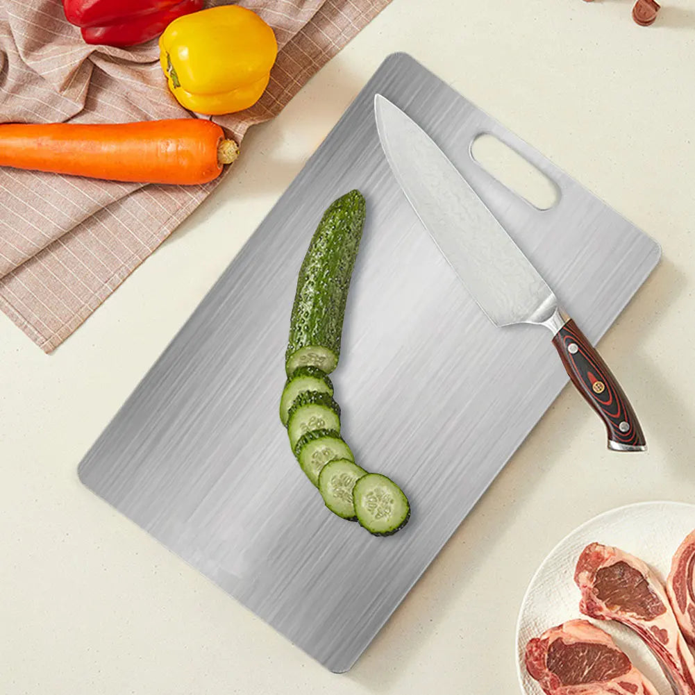 Stainless Steel Cutting Board Double Sided Chopping Board Thickened Baking Board for Kitchen for Meat Fruit Vegetables Baby Food
