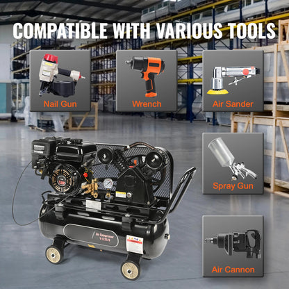 SucceBuy 7HP/15HP Gas Power Air Compressor 10/20/30 Gallon Air Compressor Tank 115PSI Max Pressure for Construction Workshop
