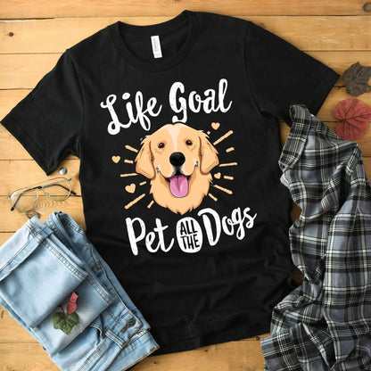 Life Goal Pet All The Dogs T Shirt Golden Lover Dog Mom Kids Retriever Dad Puppy