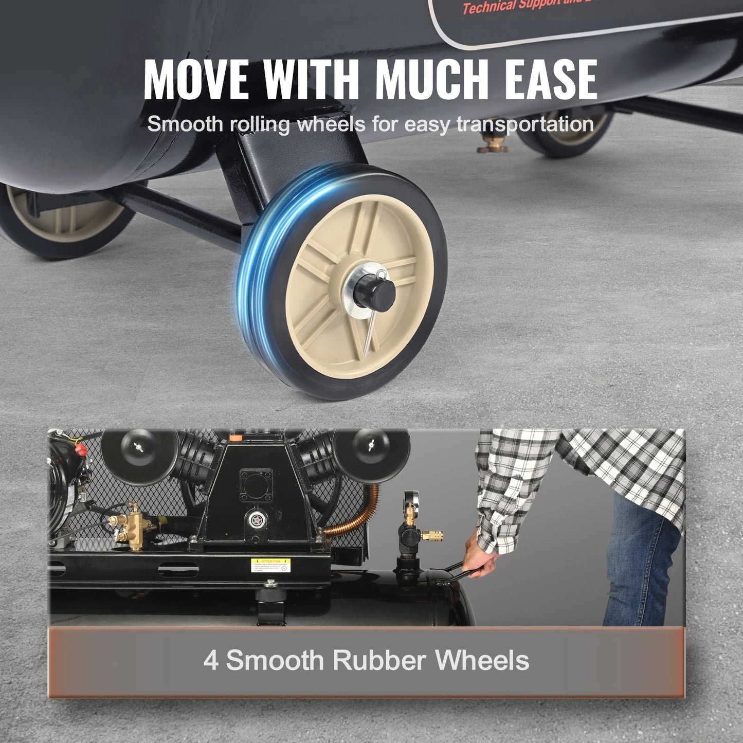 SucceBuy 7HP/15HP Gas Power Air Compressor 10/20/30 Gallon Air Compressor Tank 115PSI Max Pressure for Construction Workshop