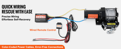 SucceBuy 3000lbs ATV/UTV Electric Winch 12V DC Steel Rope Winch with  39ft Cable Roller Wired Remote Control for Towing Off-Road