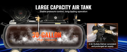 SucceBuy 7HP/15HP Gas Power Air Compressor 10/20/30 Gallon Air Compressor Tank 115PSI Max Pressure for Construction Workshop