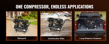 SucceBuy 7HP/15HP Gas Power Air Compressor 10/20/30 Gallon Air Compressor Tank 115PSI Max Pressure for Construction Workshop